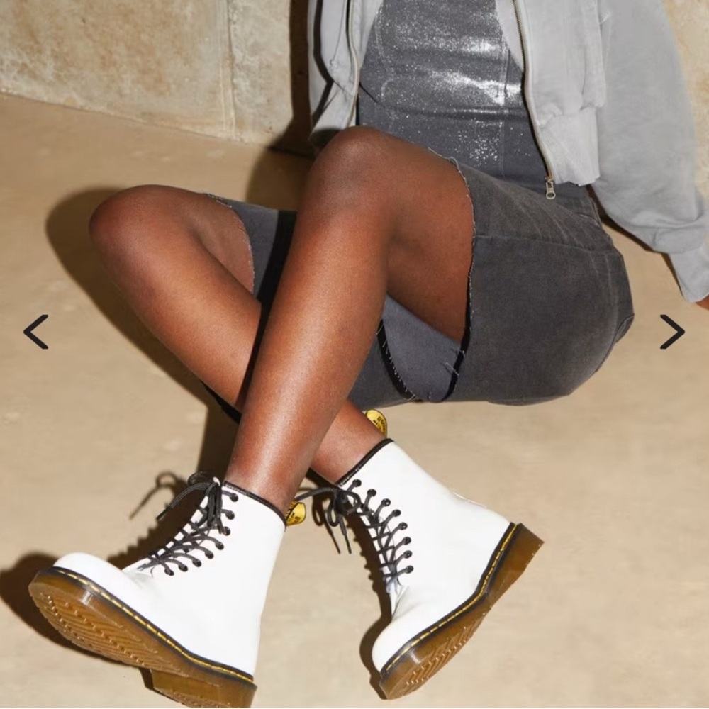 Dr. Martens White Combat Boots with Black Laces